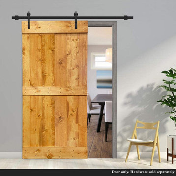TMS Mid-Bar Barn Door With Black Sliding Hardware Kit, Colonial Maple, 30"x84"