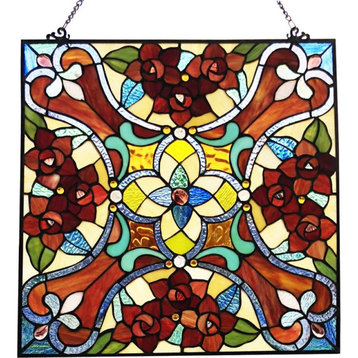 CHLOE Noelle Victorian Tiffany-glass Window Panel 20" Wide