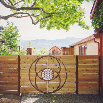 Ornamental Steel + Cedar Gate