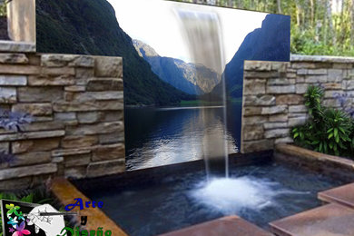 Diseño para decoración de pared exterior con cascada Modelo Fiordo