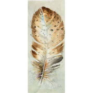 "Watercolor Feather III" Print, 24"x48"