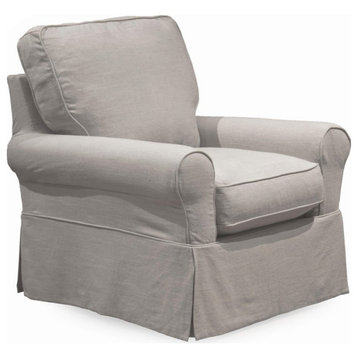 Sunset Trading Horizon Fabric Slipcovered Swivel Rocking Chair in Light Gray