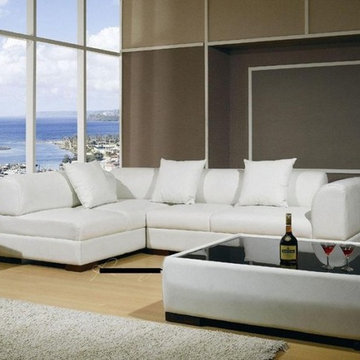 Modern White Leather Sectional Sofa