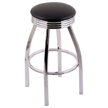 Classic Series 30" Bar Stool With Chrome Finish, Accent Ring, Vinyl Seat