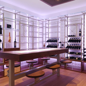 Ocean Wine Room with Custom Counter and Stools