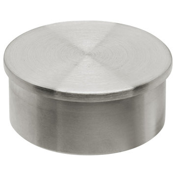 Satin (Brushed) Stainless Steel Flush End Cap 1-1/2" OD