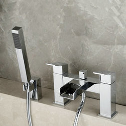 Contemporary Optimus Solid Brass Waterfall Bath Shower Mixer Faucet T0218 - Bathtub Faucets
