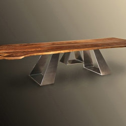 Compound Trapezoid Base 12' Live Edge Black Walnut Dining Table - Dining Tables