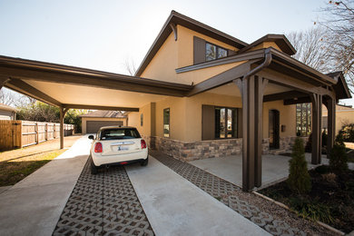 Example of a tuscan two-story exterior home design in Other