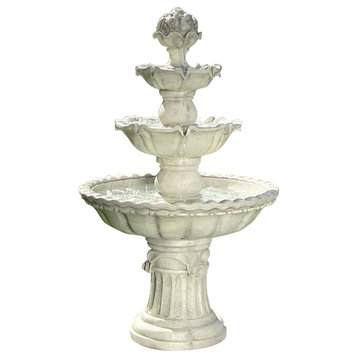 Sunnydaze 4-Tier White Electric Outdoor Water Fountain with Fruit Top - 52-Inch
