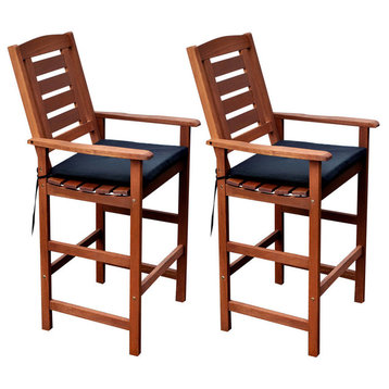 CorLiving Miramar Cinnamon Brown Hardwood Outdoor Bar Height Chairs, Set of 2