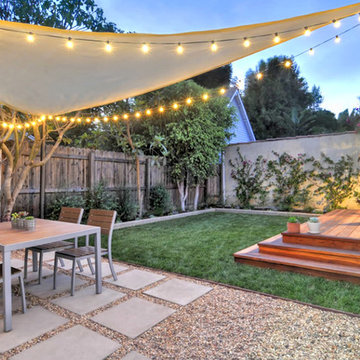Paver & Gravel Patio & Wood Deck