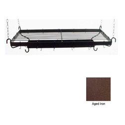 47" French Display Rack with Grid, 24 Hooks & 3-Ft Chains - Aged Iron - Pot Racks And Accessories