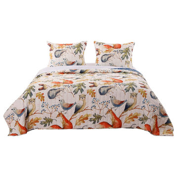 Greenland Home Fashions Willow Quilt Set Full/Queen Off/White