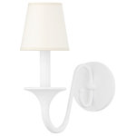 Hudson Valley Lighting - Windsor 1-Light Wall Sconce by Mark D. Sikes, White Plaster Frame, White Shade - Wonderfully whimsical, Windsor possesses natural grace and inherent style. Classic in form, the candelabra silhouette features perfectly scaled linen shades that complement the frame�s fluid curves. A white plaster finish gives the piece artistic elegance, setting it apart from a mirage of metal chandeliers. Available as a wall sconce and chandelier.