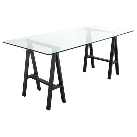 Brady Desk, Black Frame/Clear Top