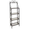 French Style Bakers Rack, Glass Shelves, Aged Iron, 24"