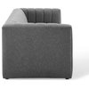 Reflection Channel Tufted Upholstered Fabric Sofa, Charcoal