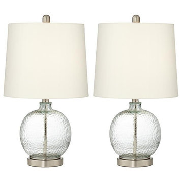 Pacific Coast Lighting Saxby 23.5" Round Glass Table Lamp in Nickel (Set of 2)