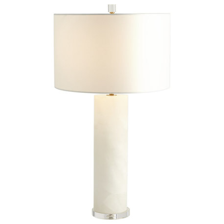 Alabaster Cylinder Table Lamp Brass