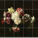 Picture-Tiles.com - Henri Fantin-Latour Flowers Painting Ceramic Tile Mural #91, 60"x48" - Mural Title: Carnations