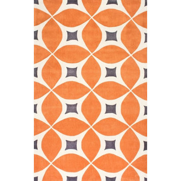 Hand-Tufted Gabriela Area Rug, Deep Orange, 6'x9'