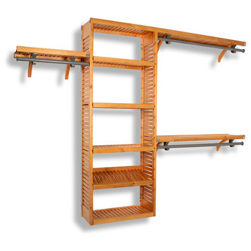 Solid Wood Reach-In Closet Organizer with hanging, Honey Maple