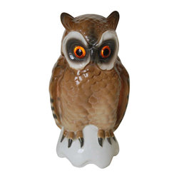 Mid Century Porcelain Owl Accent Lamp - Decorative Accents