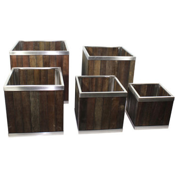 14 x 14 Square Wooden Planter with Stainless Steel Trim