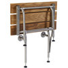 Rectangular Folding Shower Seat, Teak Wood, 24 Inch, Legs