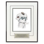 Heritage Sports Art - Original Art of the MLB 2007 Florida Marlins Uniform - This beautifully framed piece features an original piece of watercolor artwork glass-framed in a timeless thin black metal frame with a double mat. The outer dimensions of the framed piece are approximately 13.5" wide x 17.5" high, although the exact size will vary according to the size of the original piece of art. At the core of the framed piece is the actual piece of original artwork as painted by the artist on textured 100% rag, water-marked watercolor paper. In many cases the original artwork has handwritten notes in pencil from the artist. Simply put, this is beautiful, one-of-a-kind artwork. The outer mat is a clean white, textured acid-free mat with an inset decorative black v-groove, while the inner mat is a complimentary colored acid-free mat reflecting one of the team's primary colors. The image of this framed piece shows the mat color that we use (Silver). Beneath the artwork is a silver plate with black text describing the original artwork. The text for this piece will read: This original, one-of-a-kind watercolor painting of the 2007 Florida Marlins uniform is the original artwork that was used in the creation of thousands of Florida Marlins products that have been sold across North America. This original piece of art was painted by artist Nola McConnan for Maple Leaf Productions Ltd. The piece is framed with an extremely high quality framing glass. We have used this glass style for many years with excellent results. We package every piece very carefully in a double layer of bubble wrap and a rigid double-wall cardboard package to avoid breakage at any point during the shipping process, but if damage does occur, we will gladly repair, replace or refund. Please note that all of our products come with a 90 day 100% satisfaction guarantee. If you have any questions, at any time, about the actual artwork or about any of the artist's handwritten notes on the artwork, I would love to tell you about them. After placing your order, please click the "Contact Seller" button to message me and I will tell you everything I can about your original piece of art. The artists and I spent well over ten years of our lives creating these pieces of original artwork, and in many cases there are stories I can tell you about your actual piece of artwork that might add an extra element of interest in your one-of-a-kind purchase. Please note that all reproduction rights for this original work are retained in perpetuity by Major League Baseball unless specifically stated otherwise in writing by MLB. For further information, please contact Heritage Sports Art at questions@heritagesportsart.com .