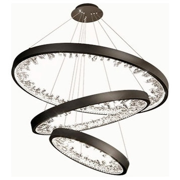Black Rings Modern Crystal Creative Luxury Hanging Led Chandelier, 2rings31.5"