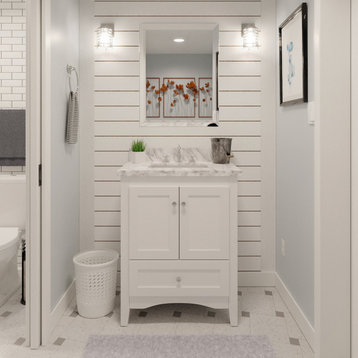 Abbey 30" Bathroom Vanity, Base: White, 30", Top: Carrara Marble