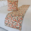 Orange Jacquard Full 68"x18" Bed Runner With 1 Pillow Cover- Scroll Cascade