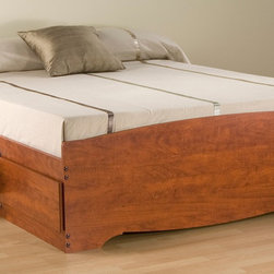 Prepac Platform Storage Bed with 6 Drawers in Cherry - Platform Beds