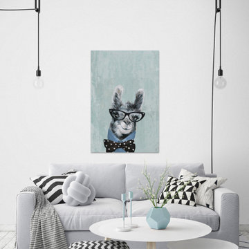 "Llama with a Bow II" Painting Print on Wrapped Canvas