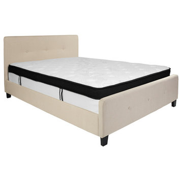 Tribeca Tufted Upholstered Platform Bed With Memory Foam Pocket Spring Mattress