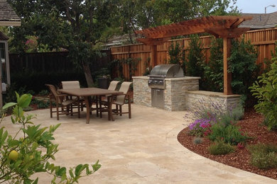 Inspiration for a contemporary backyard patio in San Francisco with natural stone pavers.