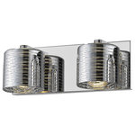 Z-Lite - Sempter 2 Light Bathroom Vanity Light, 2, 1.76, Chrome Glass - Let this exquisite chrome finish two-light vanity fixture turn up the volume on artistic style in a contemporary space. Etched thin lines saturate a pair of round glass shades and project an enticing aesthetic fit for a showcase design scheme.