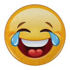 Crying-Laughing Emoji Round Beach Towel