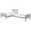 Aurora Corner L-Shaped Twin Wood Bed Set, Chestnut, Dove Gray