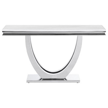 Coaster Kerwin Metal U-base Rectangle Sofa Table White and Chrome