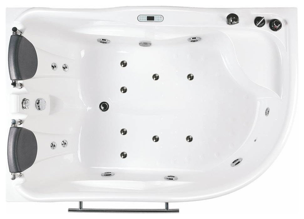 EAGO 6 ft Right Corner Acrylic White Whirlpool Bathtub for Two ...