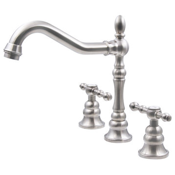Novatto Miller Widespread 2-Handle Bathroom Faucet, Brushed Nickel