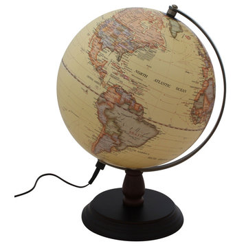 Clark Illuminated World Globe - 12" Diameter, Raised Relief, LED Illumination
