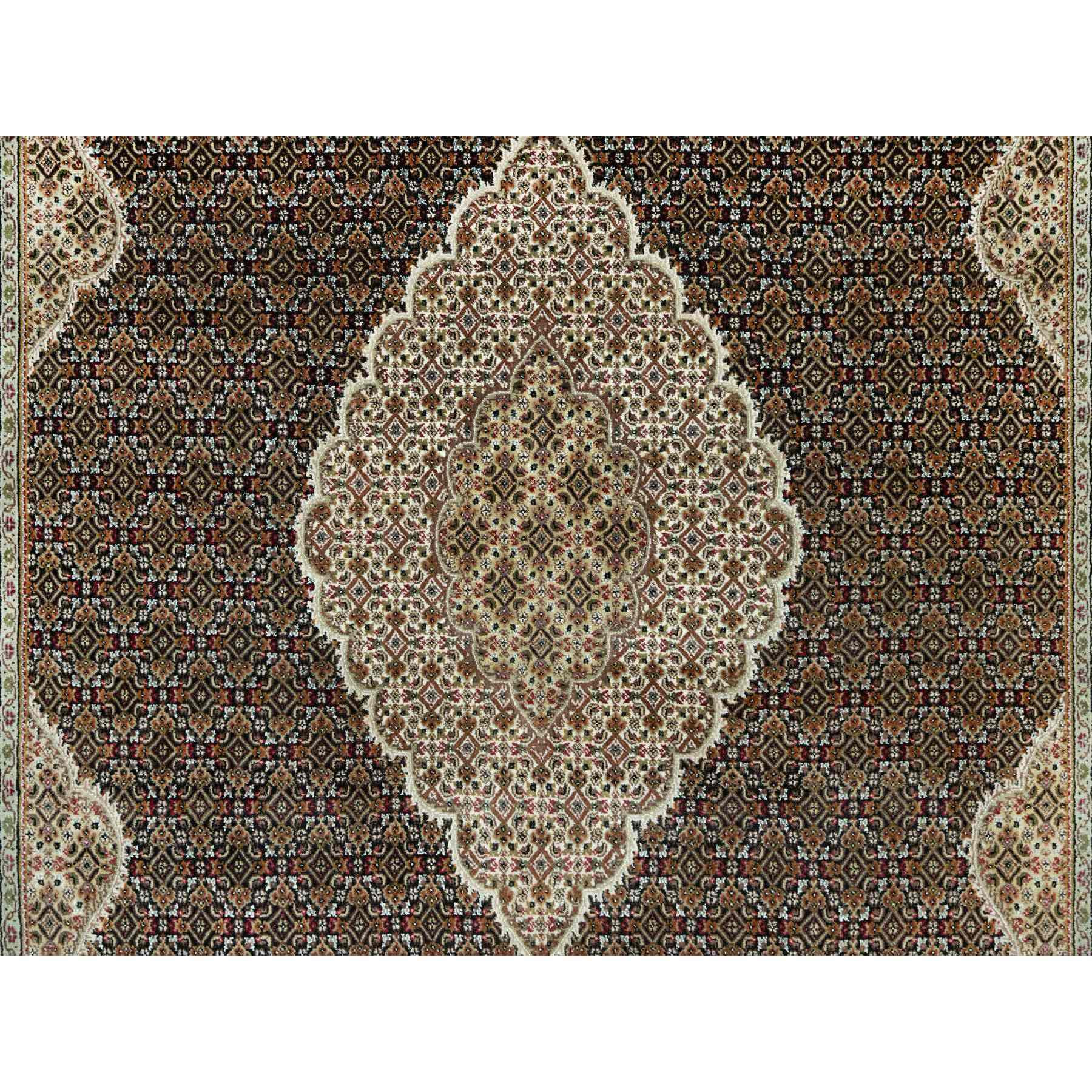 Smoky Black Hand Knotted All Wool Tebraz Mahi Fish Medallion Rug 9'8 ...