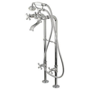 Kingston Freestanding Tub Faucet w/Supply Line and Stop Valve, Polished Chrome