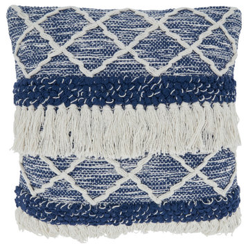 Throw Pillow With Fringe Moroccan Design, Down Filled