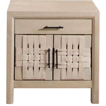 Palm Mango Wood 2-Door, 1-Drawer End Table
