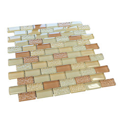 Caramel Latte Crystal Subway Glass Mosaic Tiles Collection - Home Accessories & Decor